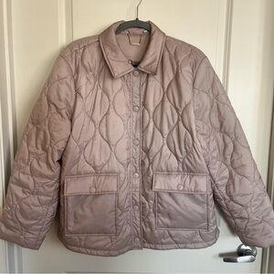 Chico's Faux Nylon Quilted Jacket Helium Mauve Size 3 / 16 XL